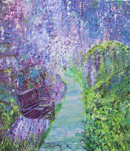 Tet-a-tet with wisteria von Anna Pavlovich-Naneva, Malerei kaufen auf Singulart