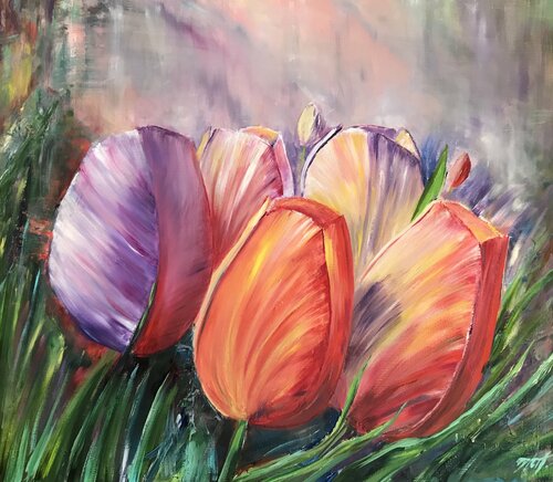 7 TULIPS von Anna Pavlovich-Naneva, Malerei kaufen auf Singulart