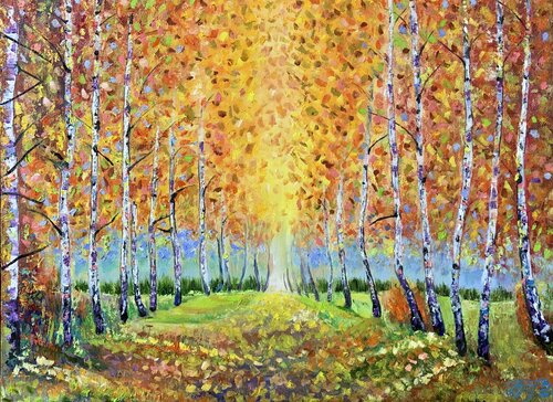 Birches alley von Anna Pavlovich-Naneva, Malerei kaufen auf Singulart