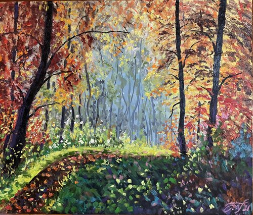 Path in a forest by Anna Pavlovich-Naneva, Painting for Sale on Singulart