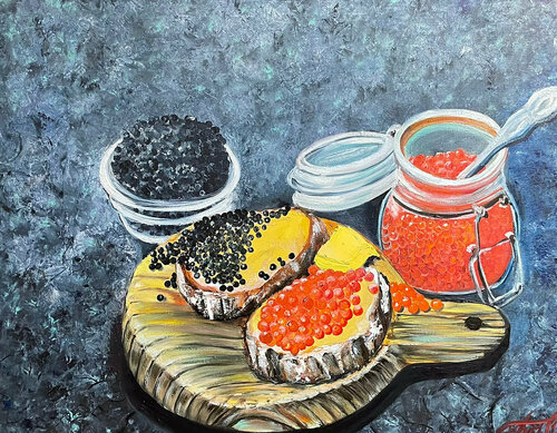Black and red caviar von Anna Pavlovich-Naneva, Malerei kaufen auf Singulart