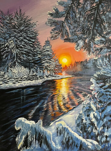 Winter river von Anna Pavlovich-Naneva, Malerei kaufen auf Singulart