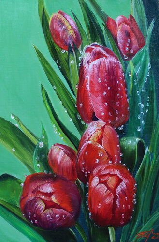 Spring tulips van Anna Pavlovich-Naneva, Schilderij te koop op Singulart