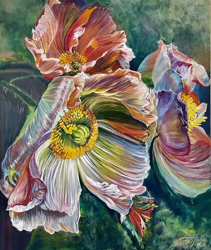 Graceful poppies di Anna Pavlovich-Naneva, Pittura in vendita su Singulart