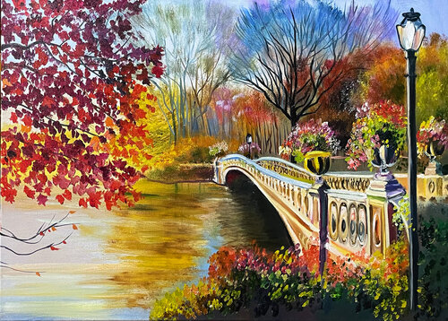 Autumn bridge von Anna Pavlovich-Naneva, Malerei kaufen auf Singulart