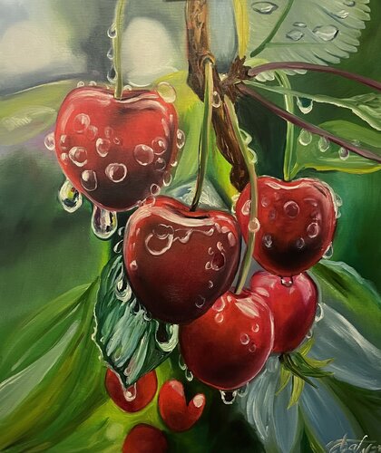 Ripe cherry van Anna Pavlovich-Naneva, Schilderij te koop op Singulart