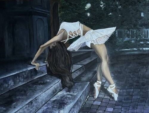 Elizabeth on a stairs van Anna Pavlovich-Naneva, Schilderij te koop op Singulart