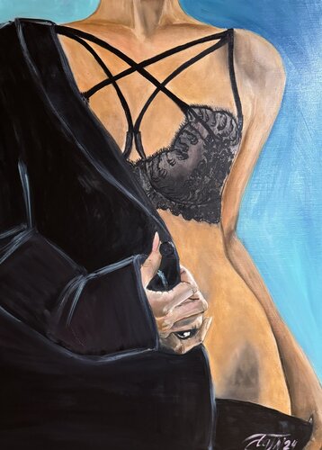 Taking off the jacket par Anna Pavlovich-Naneva, Peinture en vente sur Singulart