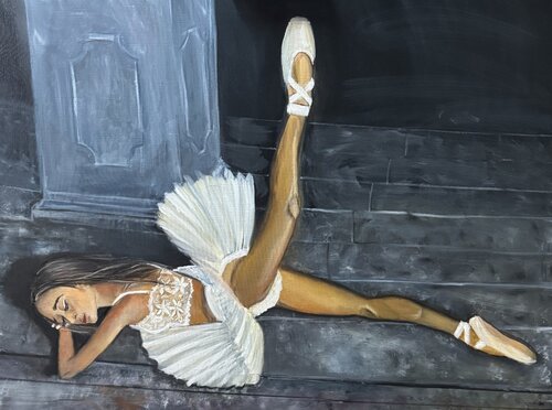 Ballerina next to a column by Anna Pavlovich-Naneva, Painting for Sale on Singulart