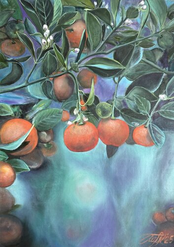Tangerines in the garden by Anna Pavlovich-Naneva, Painting for Sale on Singulart