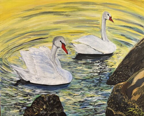 Swans van Anna Pavlovich-Naneva, Schilderij te koop op Singulart
