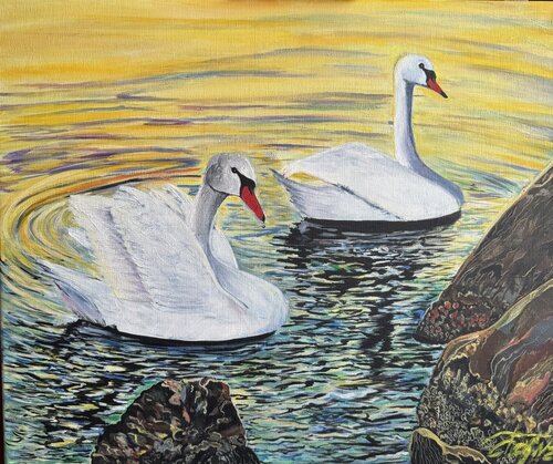 Swans by Anna Pavlovich-Naneva, Painting for Sale on Singulart