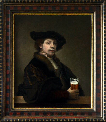 'Rembrandt At The Bar' di John Afflick, Pittura in vendita su Singulart