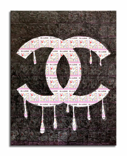 Chanel Black - Original Collage Painting on Paper von Dr8 Love, Malerei kaufen auf Singulart