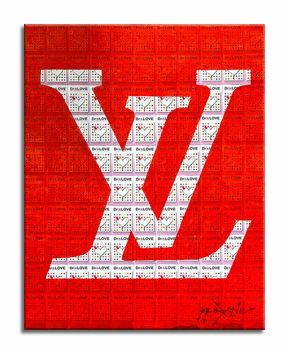 Louis Vuitton Red - Original Collage Painting on Paper von Dr8 Love, Malerei kaufen auf Singulart