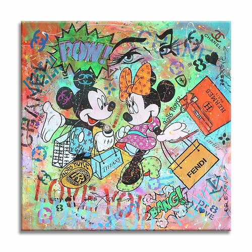 Mickey Minnie Hermes - Original Painting on Canvas Dr8 Love