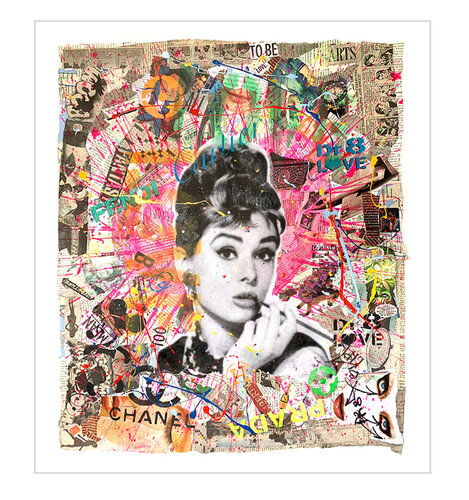 Audrey Fantasy 2- Original Collage Painting on Paper von Dr8 Love, Malerei kaufen auf Singulart