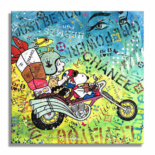 Snoopy Paris - Limited Edition Giclee Print on Canvas von Dr8 Love, Druck kaufen auf Singulart