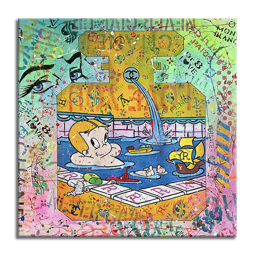 Richie Rich's Pool - Limited Edition Giclee Print on Canvas von Dr8 Love, Druck kaufen auf Singulart