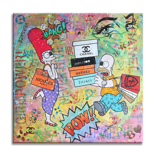Simpsons Hermes Shopping - Limited Edition  Giclee Canvas by Dr8 Love, 인쇄 for Sale on Singulart
