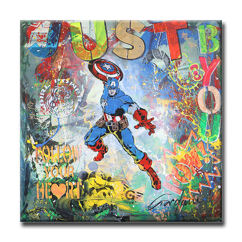 Captain America Just b You - Limited Edition  Giclee Canvas by Dr8 Love, 인쇄 for Sale on Singulart