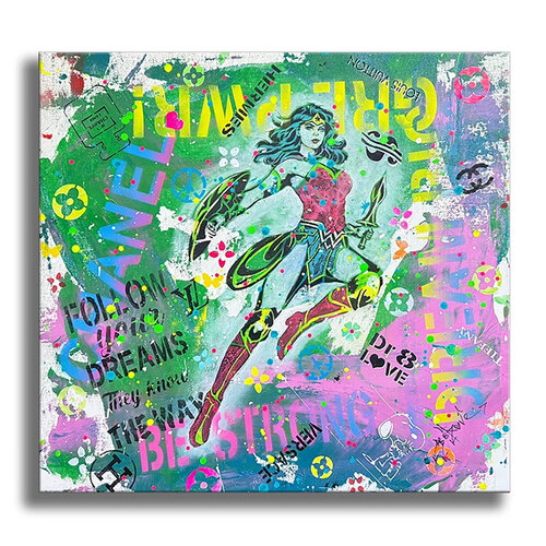 Girl Power emotion - Original Painting on Canvas van Dr8 Love, Schilderij te koop op Singulart