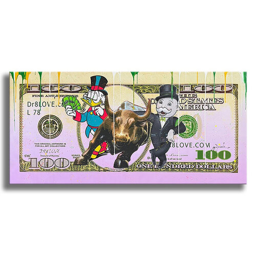 Dollar-Money Flow - Limited Edition  Giclee Canvas di Dr8 Love, Stampa in vendita su Singulart
