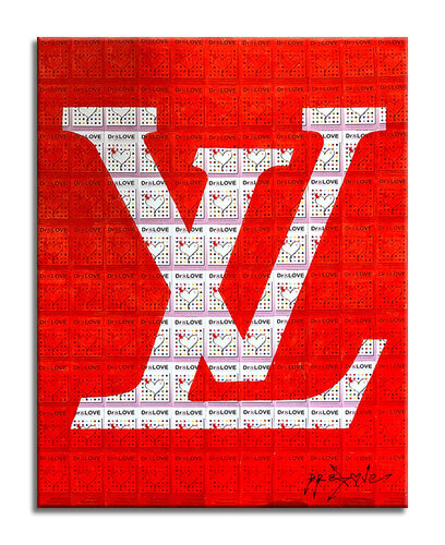 Louis Vuitton Red - Limited Edition Giclee Canvas di Dr8 Love, Stampa in vendita su Singulart