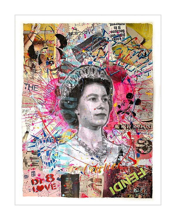 Queen Post II - Original Collage Painting on Paper Dr8 Love
