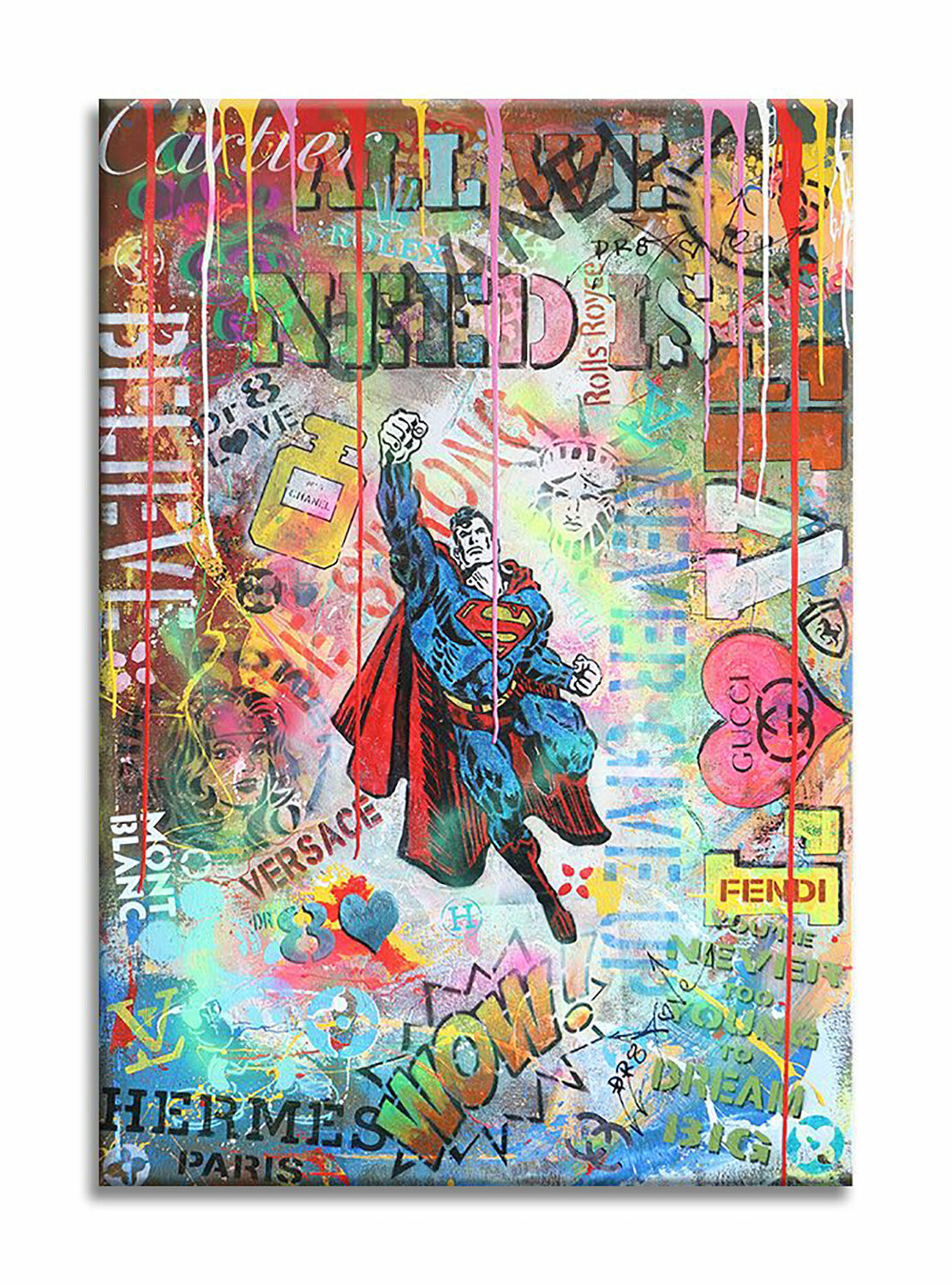 Superman All we Need - Original Painting on Canvas Dr8 Love Originalgemälde zu verkaufen