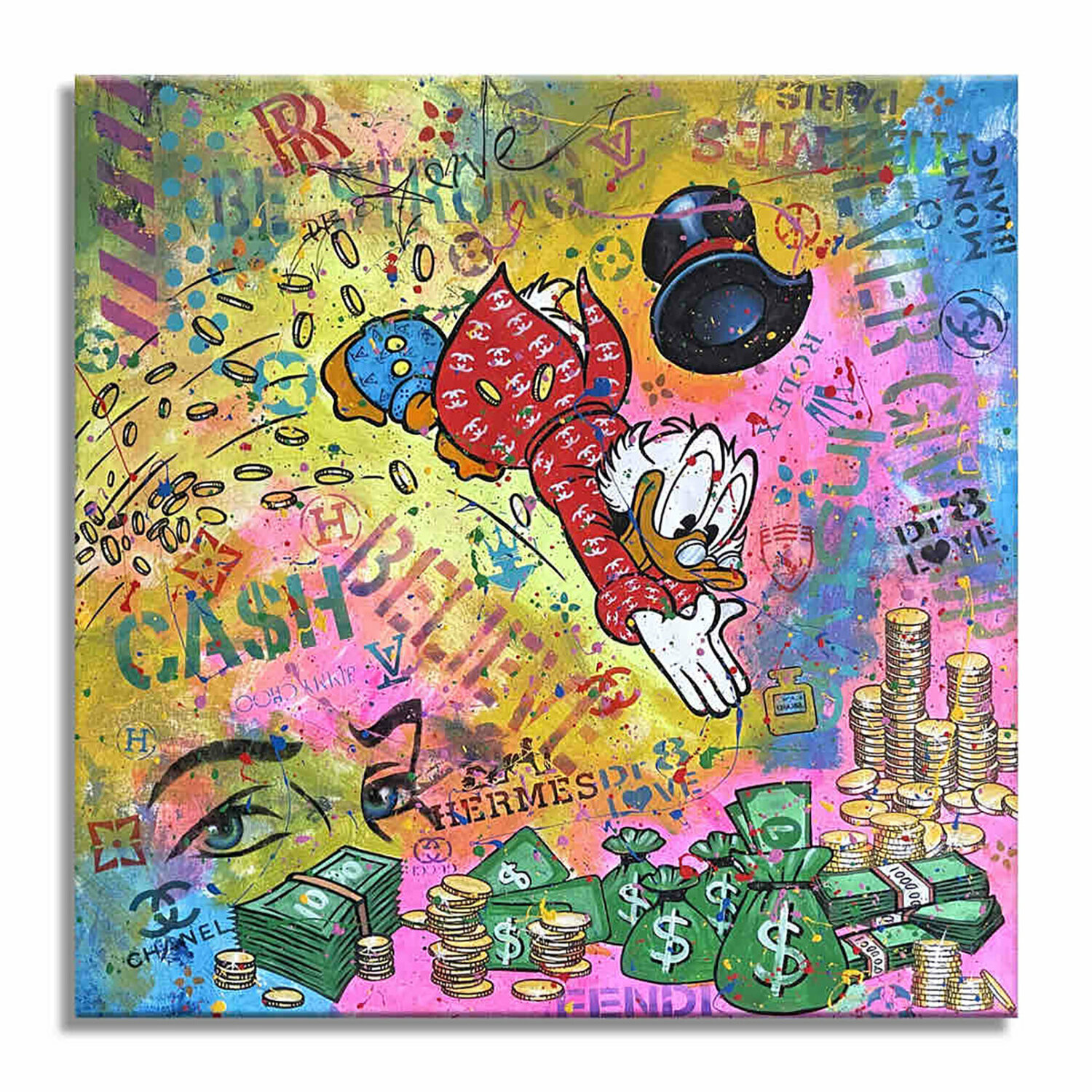 Cash Rules - Original Painting on Canvas Dr8 Love