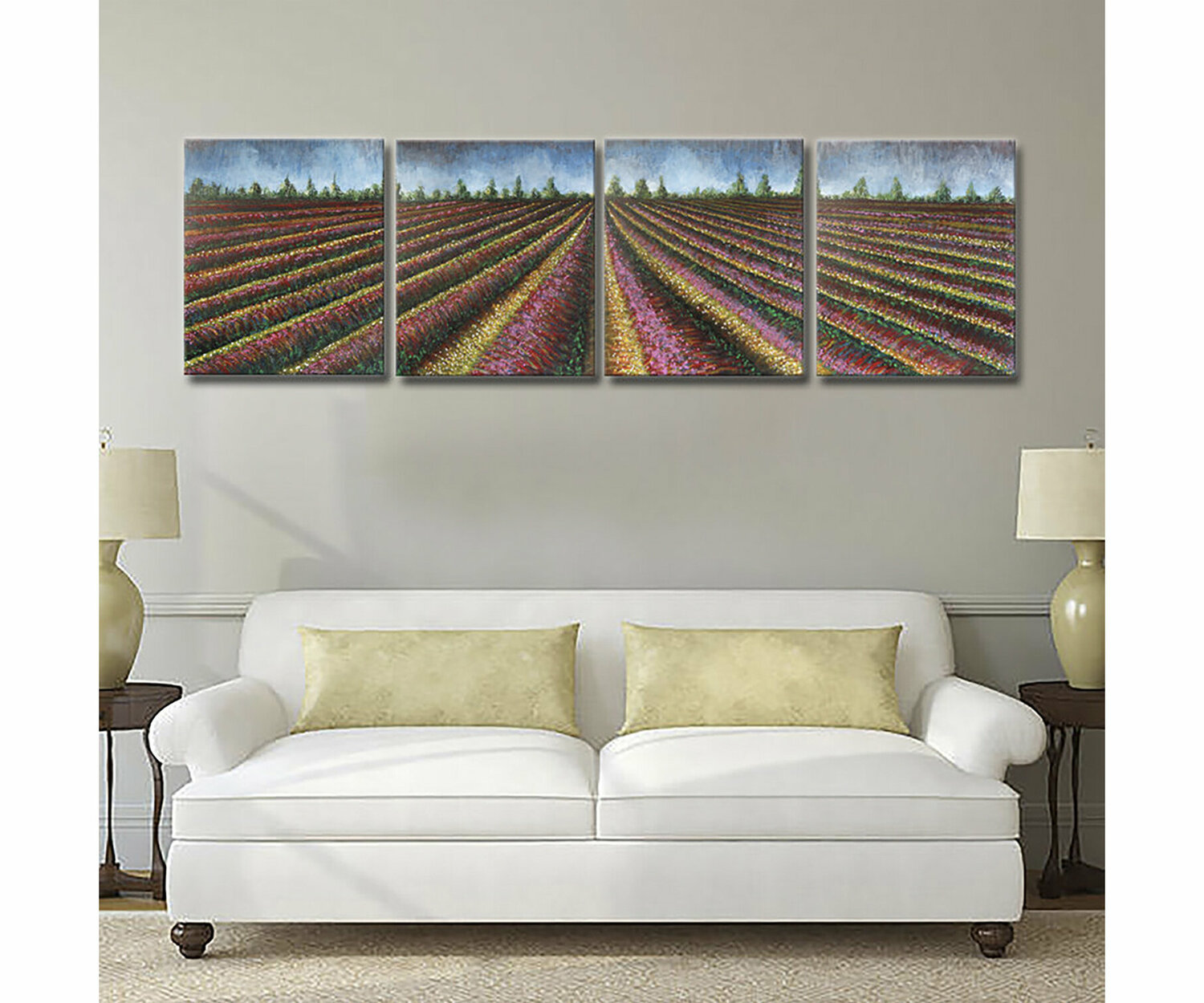 Spring Tulips – Original Painting on canvas ( 4 panels) Dr8 Love Originalgemälde zu verkaufen