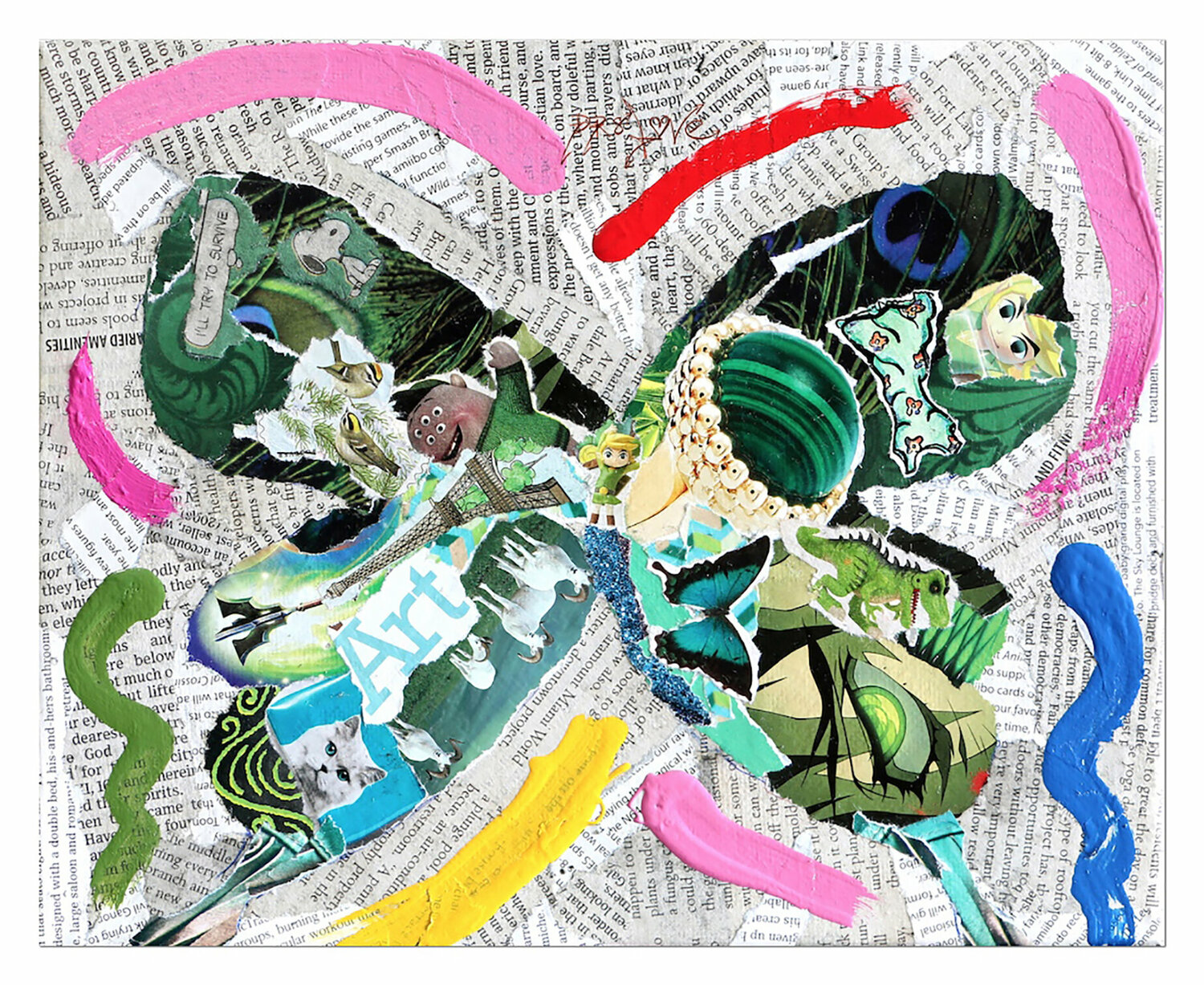 Try – Original Collage Painting on canvas Dr8 Love
