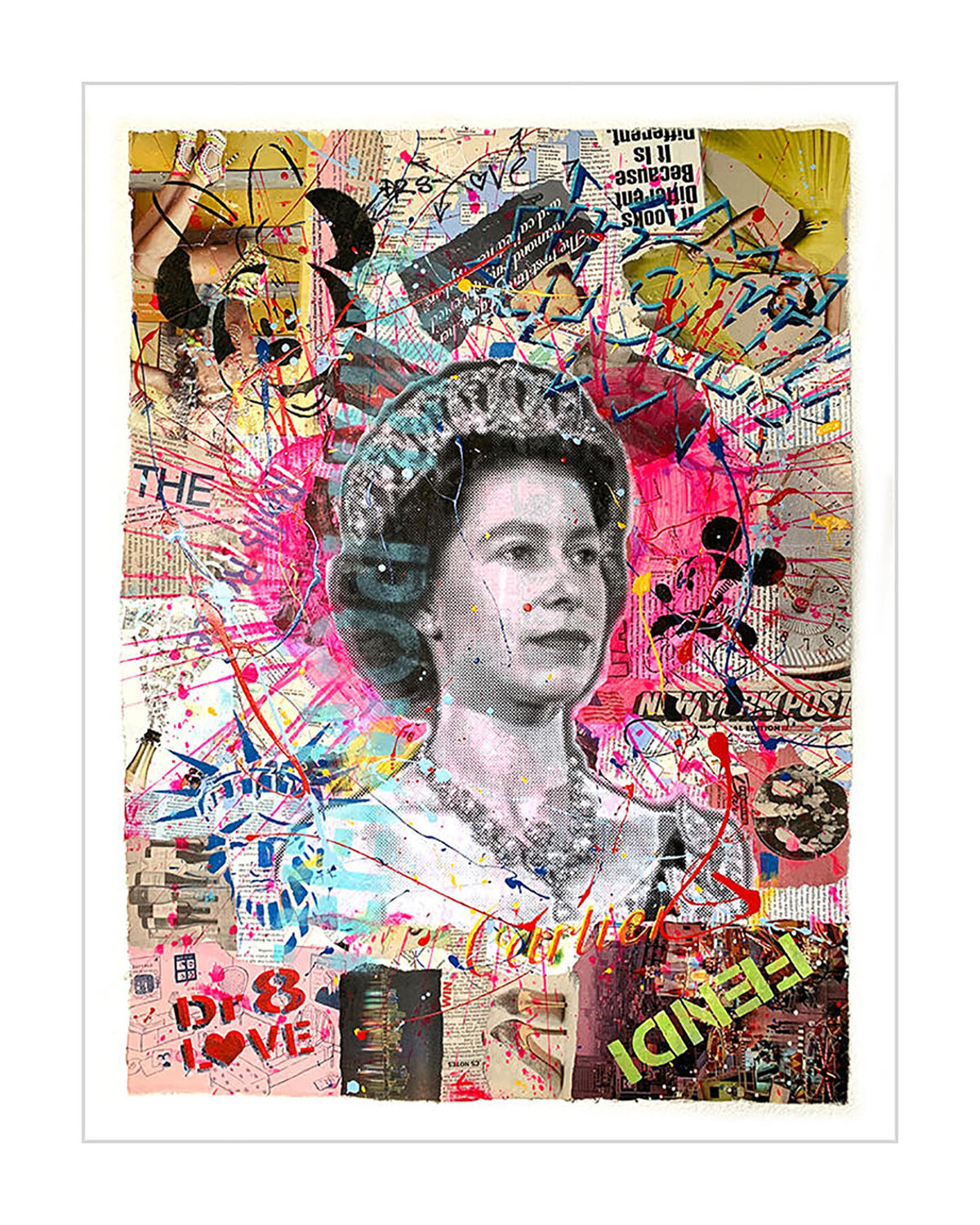 Queen Post II - Original Collage Painting on Paper Dr8 Love Originalgemälde zu verkaufen