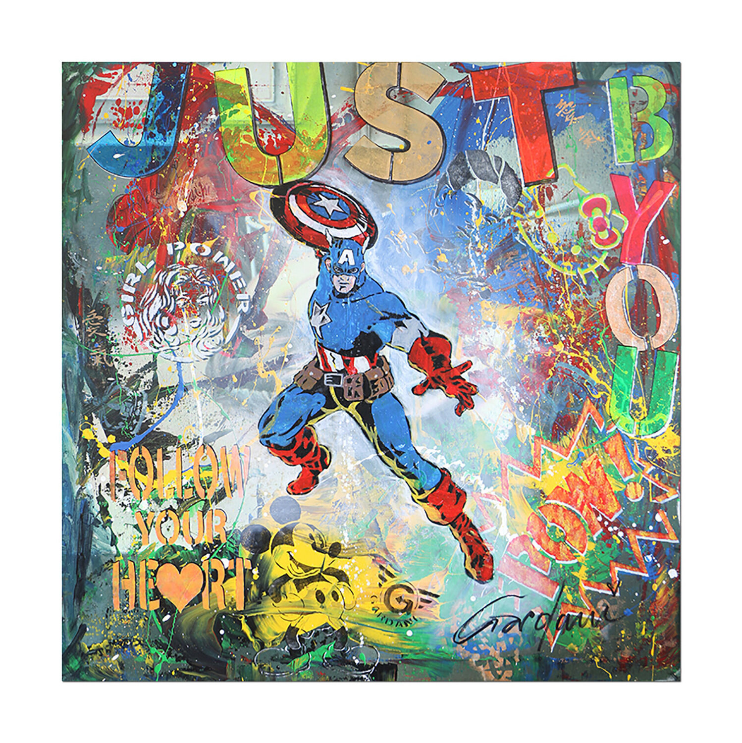 Captain America Just B-You - Original Painting on Canvas Dr8 Love Originalgemälde zu verkaufen