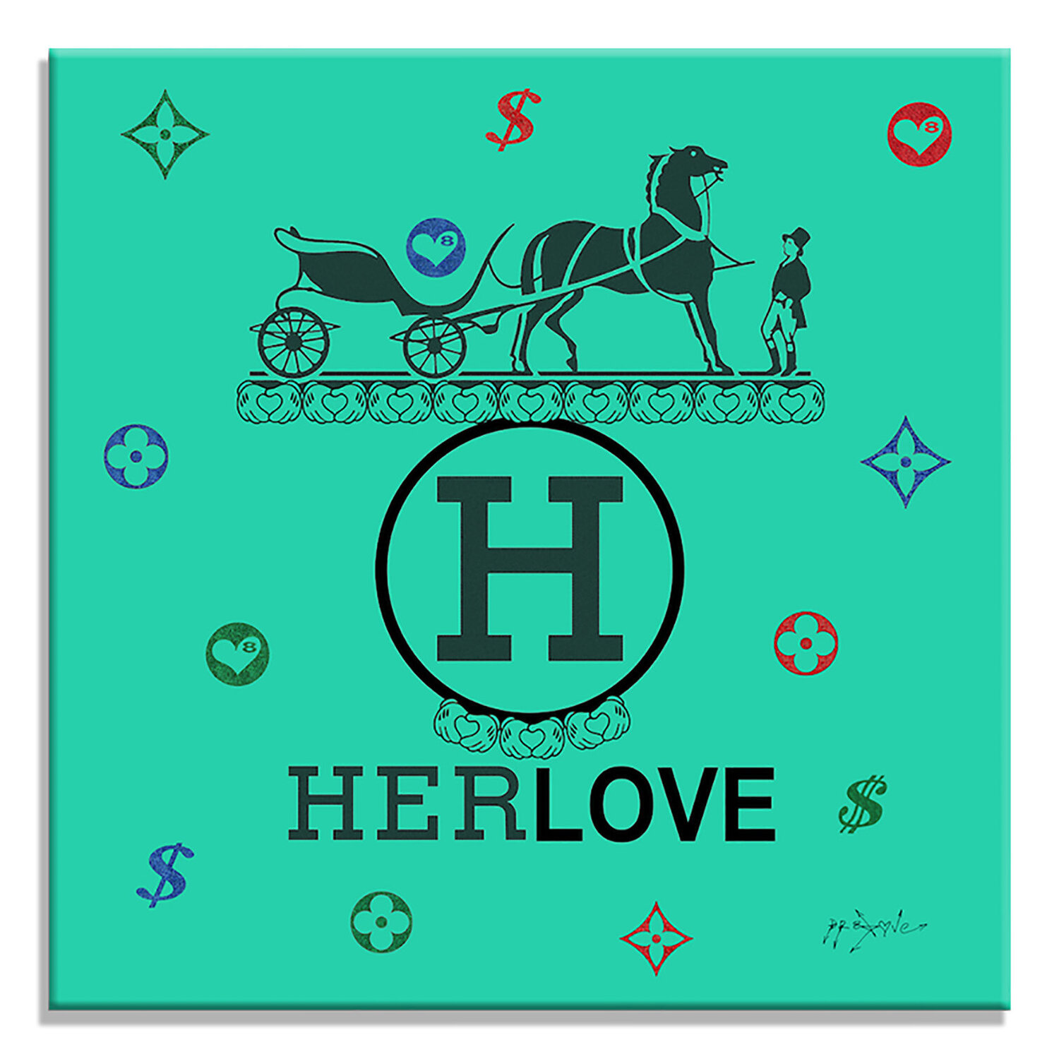 Hermes Love3 - Limited Edition Giclee Print on Canvas Dr8 Love Druck zu verkaufen