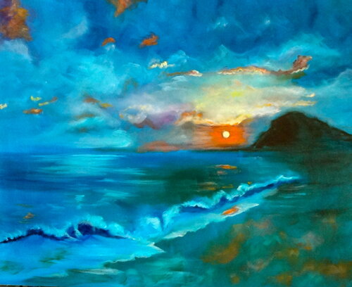 Turquoise Sunset von Jenny Lee, Malerei kaufen auf Singulart
