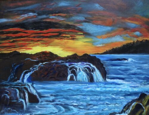 Waterfalls in the Sunset Jenny Lee