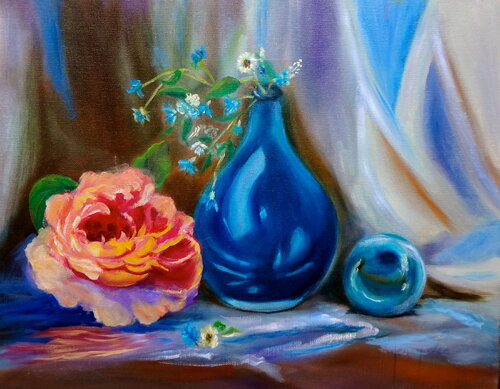 Turquoise Ball and Vase von Jenny Lee, Malerei kaufen auf Singulart