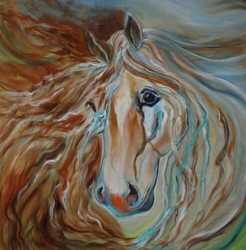 Golden Palomino di Jenny Lee, Pittura in vendita su Singulart