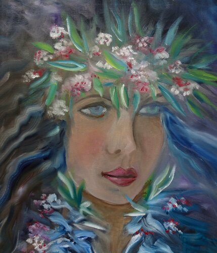 Aloha Blue Eyed Hula Girl van Jenny Lee, Schilderij te koop op Singulart