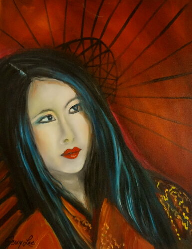 Beauty with a Parasol 11 di Jenny Lee, Pittura in vendita su Singulart