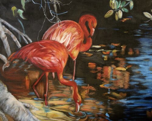 Flamingoes von Jenny Lee, Malerei kaufen auf Singulart
