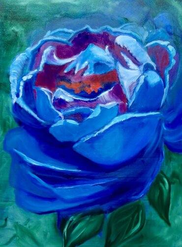 Lovely Blue Rose di Jenny Lee, Pittura in vendita su Singulart