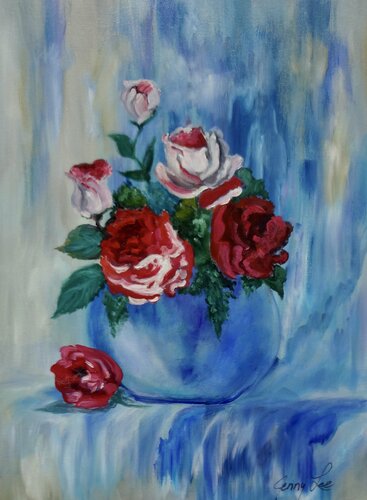 Red and White Roses von Jenny Lee, Malerei kaufen auf Singulart