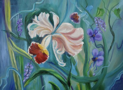 White Orchid Garden by Jenny Lee, Painting for Sale on Singulart