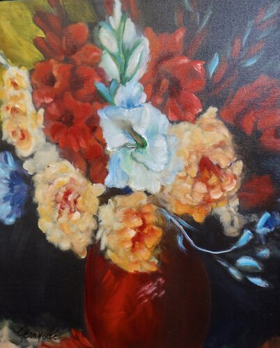 Gladiolas in a Red Vase von Jenny Lee, Malerei kaufen auf Singulart