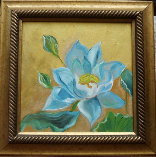 Blue Lous on Gold di Jenny Lee, Pittura in vendita su Singulart