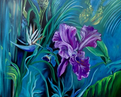 Purple Orchid Jungle di Jenny Lee, Pittura in vendita su Singulart