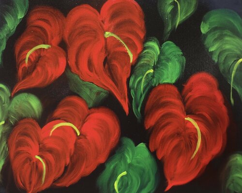 Anthuriums Galore di Jenny Lee, Pittura in vendita su Singulart